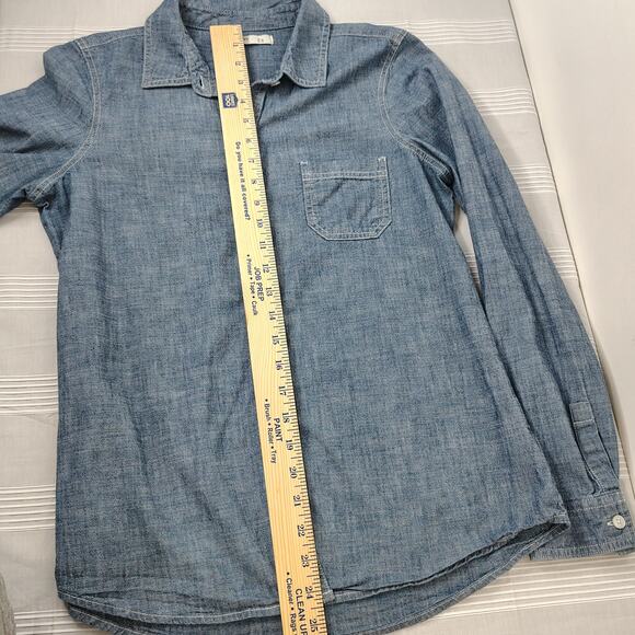 Old Navy 100% Cotton Chambray Button Up Shirt Long Sleeves Womens Small - Picture 6 of 13